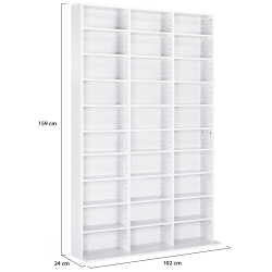 Libreria Bianca Con 8 Scomparti E 4 Gambe - 64,5x30x138 Cm - Design Moderno Salvaspazio