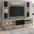 Ensemble meuble TV et étagères HOUSTON bois et noir 180 cm