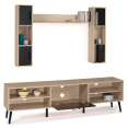 Ensemble meuble TV et étagères HOUSTON bois et noir 180 cm