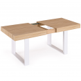 Table à manger extensible PHOENIX 6-10 personnes bois et blanc 160-200 cm