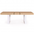 Table à manger extensible PHOENIX 6-10 personnes bois et blanc 160-200 cm