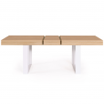 Table à manger extensible rectangle PHOENIX 6-10 personnes bois et blanc 160-200 cm