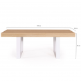 Table à manger extensible PHOENIX 6-10 personnes bois et blanc 160-200 cm