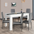 Table à manger ROZY 4 personnes blanche et noire 110 cm