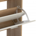 Meuble à chaussures imitation hêtre 3 portes blanches avec étagère
