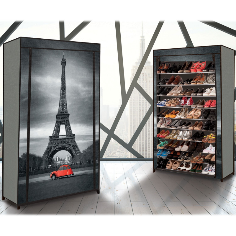 exaggerate wipe deep Étagère range chaussures 50 paires + housse imprimé Paris
