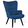 Fauteuil scandinave ANIA en velours bleu