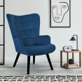 Fauteuil scandinave ANIA en velours bleu