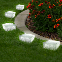 15045 - Pavés solaires en verre 4 LEDS blanches éclairage de jardin Lot de 8 pavés solaires en verre 4 LEDS blanches éclairage de jardin