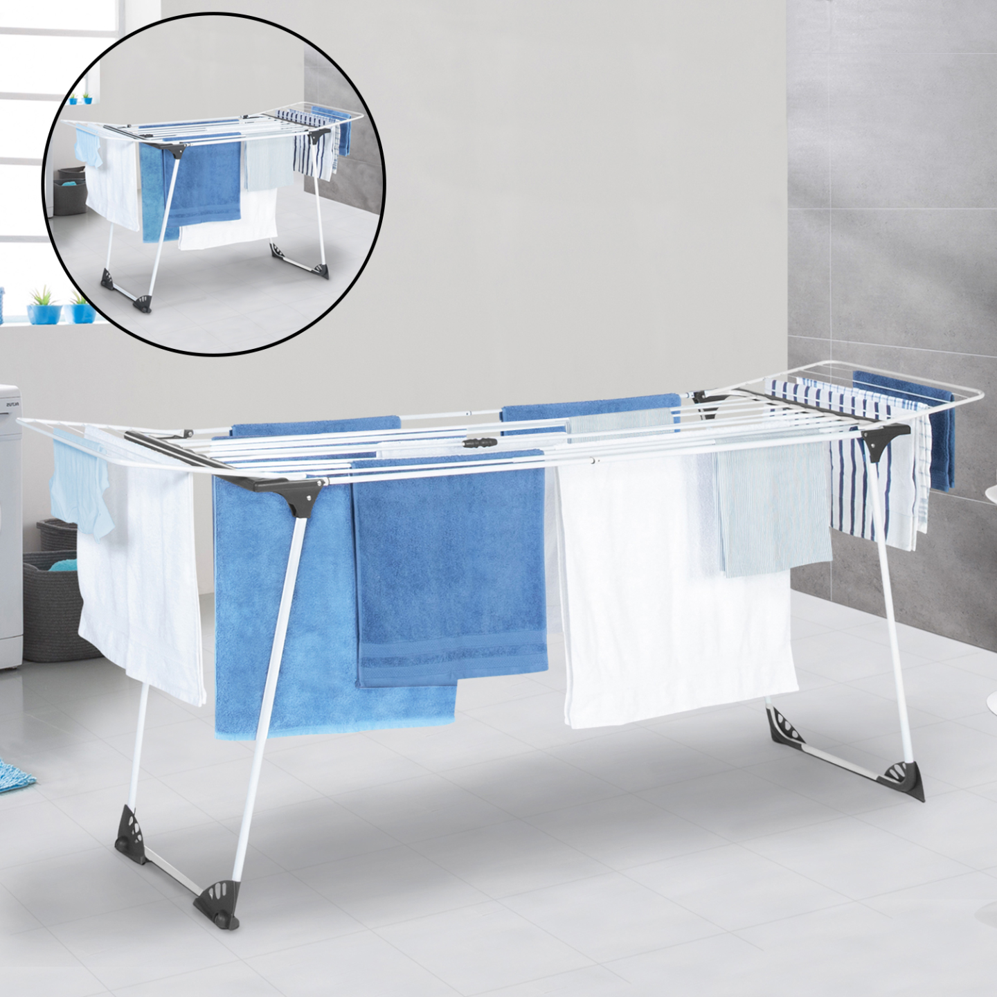 Episent Episet Étendoir À Linge Extensible À 3 Niveaux, Peu Encombrant Episent Episet Étendoir À Linge Extensible À 3 Niveaux, Peu Encombrant