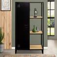 Armoire-étagère 1 porte penderie avec rangements ESTER en métal noir