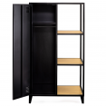 Armoire-étagère 1 porte penderie avec rangements ESTER en métal noir