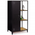 Armoire-étagère 1 porte penderie avec rangements ESTER en métal noir