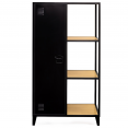 Armoire-étagère 1 porte penderie avec rangements ESTER en métal noir