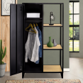 Armoire-étagère 1 porte penderie avec rangements ESTER en métal noir