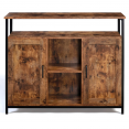 Buffet 2 portes DAYTON avec étagères effet vieilli design industriel 100 cm