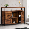 Buffet 2 portes DAYTON avec étagères effet vieilli design industriel 100 cm
