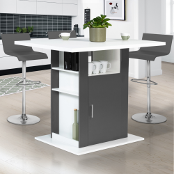 14349 - Houten keukeneiland in wit en grijs 110 cm Ilot central UGO 110 cm bois blanc et gris avec rangements
