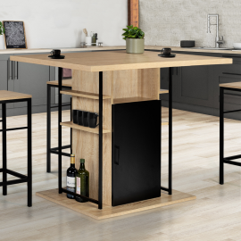 IDMarket - Ilot Central Mange-Debout 4 Personnes VITO 130 cm Noir et  Plateau marbre Alaska : : Cuisine et maison