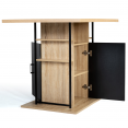 Ilot central UGO 110 cm bois noir et imitation hêtre avec rangements design industriel