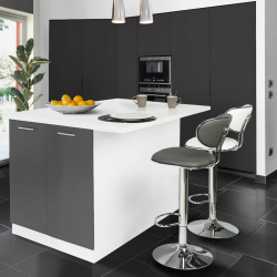 13646 - Isola da cucina bianca e grigia 120 cm Ilot central 120 cm blanc et gris avec plan de travail