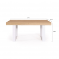 Table à manger extensible PHOENIX 6-10 personnes bois et blanc 160-200 cm