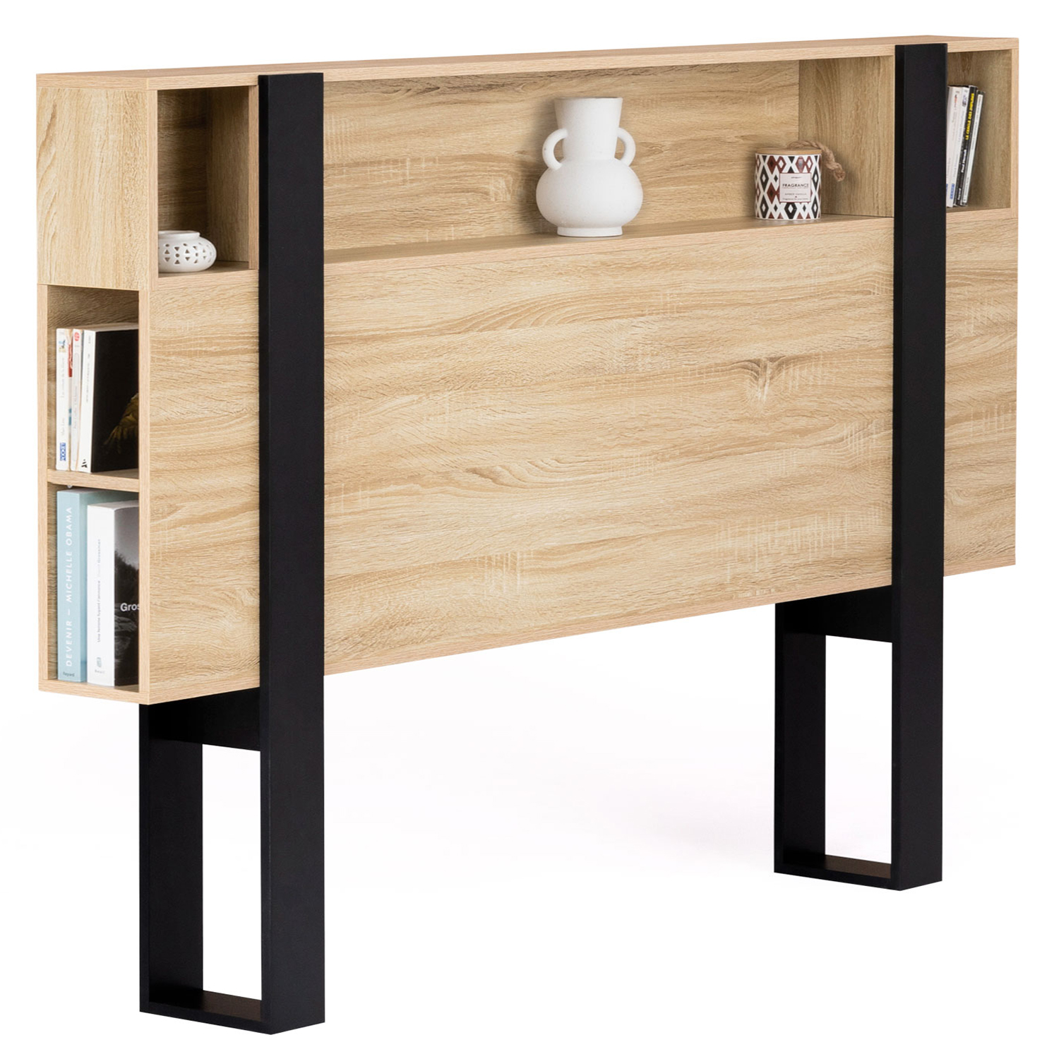 Tête de lit industrielle 160 cm bois et noir