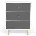 Commode 3 tiroirs EMMIE scandinave bois blanc et gris