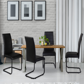 Lot de 4 chaises Mia noires pieds noirs pour salle à manger