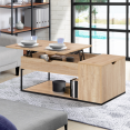 Table basse plateau relevable DETROIT avec coffre design industriel