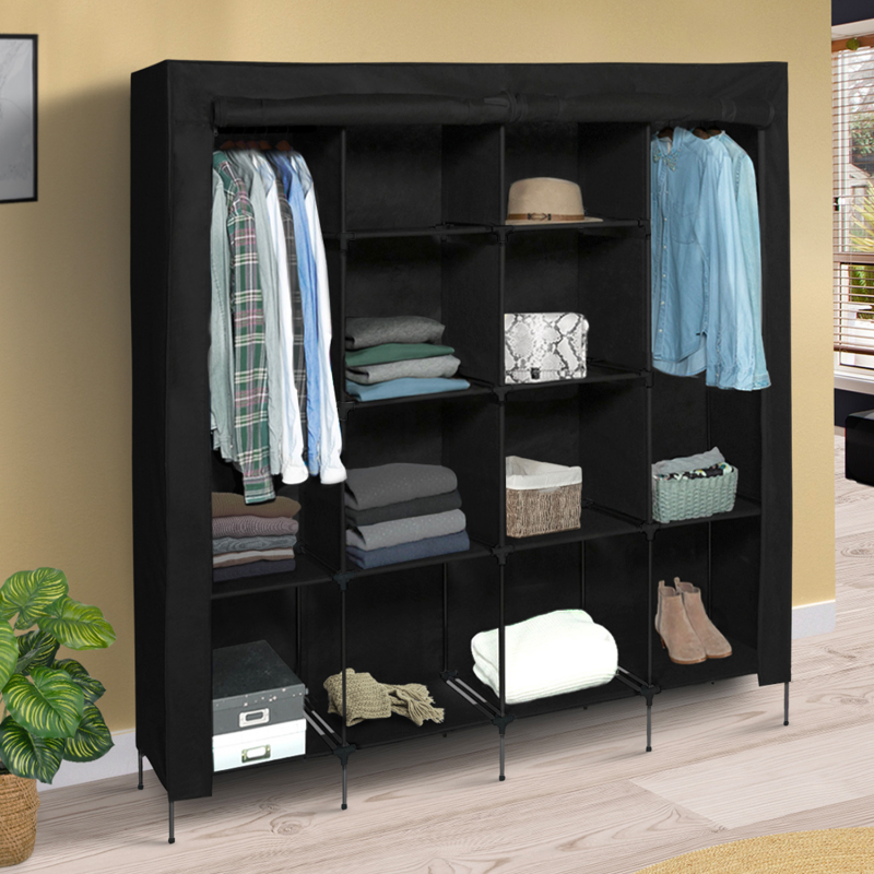 Grande armoire de rangement noire pas cher ID Market