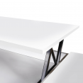 Table basse plateau relevable ELEA avec coffre bois blanc