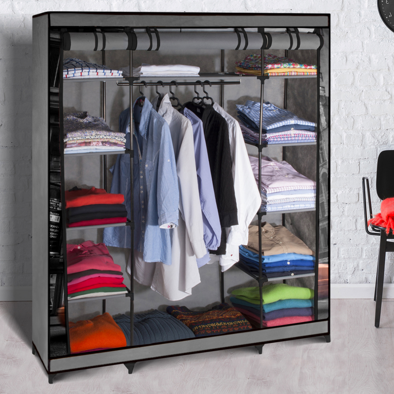 ARMOIRE DE RANGEMENT PENDERIE DRESSING 9 ETAGERES AVEC HOUSSE Découvre –  E-Showroom MC