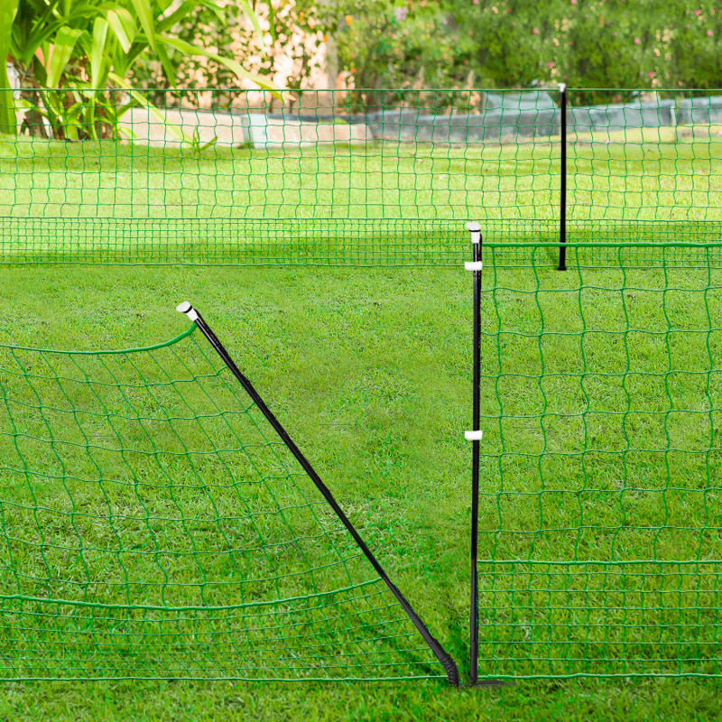 Kit clôture électrifiable filet à poules 24 M avec porte 9 piquets double  pointe