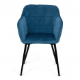 Lot de 2 chaises MADY en velours bleu avec accoudoirs
