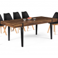 Table à manger AUSTRIA 10 personnes bois pied épingle 200 cm