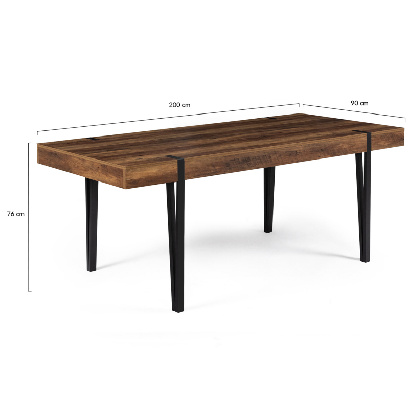 Table à manger AUSTRIA 10 personnes bois pied épingle 200 cm IDMarket