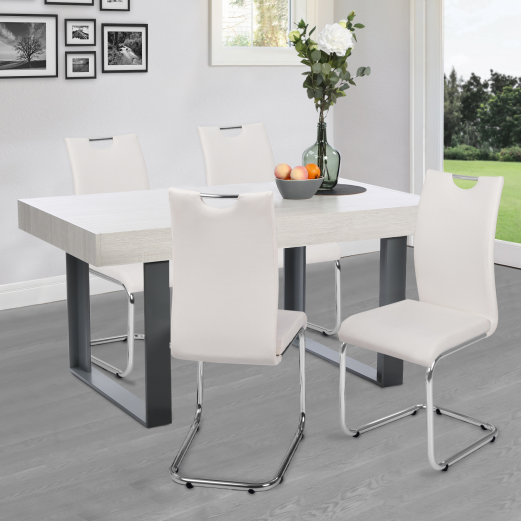 Lot De 4 Chaises PIA Noires Et Blanches - Design Moderne - Dimensions 44x59x99 Cm - Neuf IDMarket