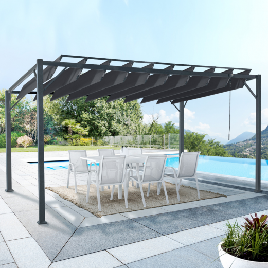 Pérgola de lamas orientables 3x4 m gris antracita
