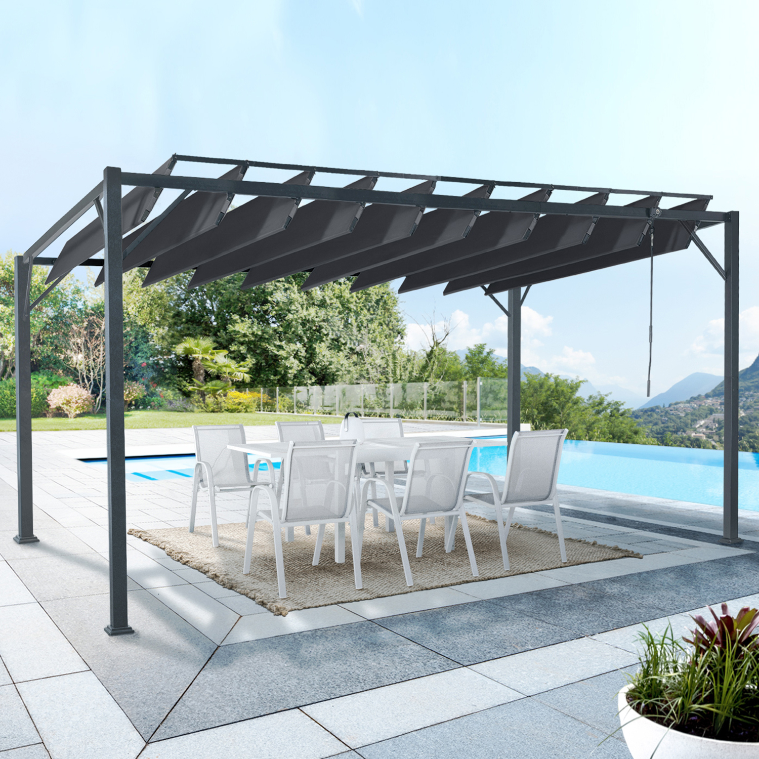 Pergola lames orientables gris anthracite