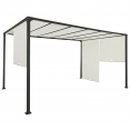 Pergola coulissante 2 pans 3x4 M belvédère de jardin toile écrue