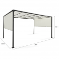 Pergola coulissante 2 pans 3x4 M belvédère de jardin toile écrue