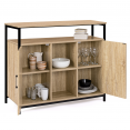Buffet 2 portes DETROIT avec étagère design industriel 100 cm
