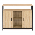 Buffet 2 portes DETROIT avec étagère design industriel 100 cm