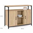 Buffet 2 portes DETROIT avec étagère design industriel 100 cm