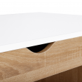 Table basse plateau relevable ELEA avec coffre bois façon hêtre et blanc