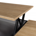 Table basse plateau relevable ELEA avec coffre bois gris et façon hêtre