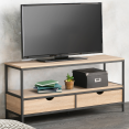 Meuble TV DETROIT 2 tiroirs design industriel 113 cm