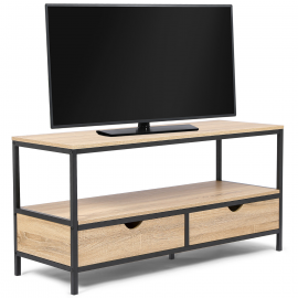 Meuble TV DETROIT 2 tiroirs design industriel 113 cm