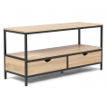 Meuble TV DETROIT 2 tiroirs design industriel 113 cm